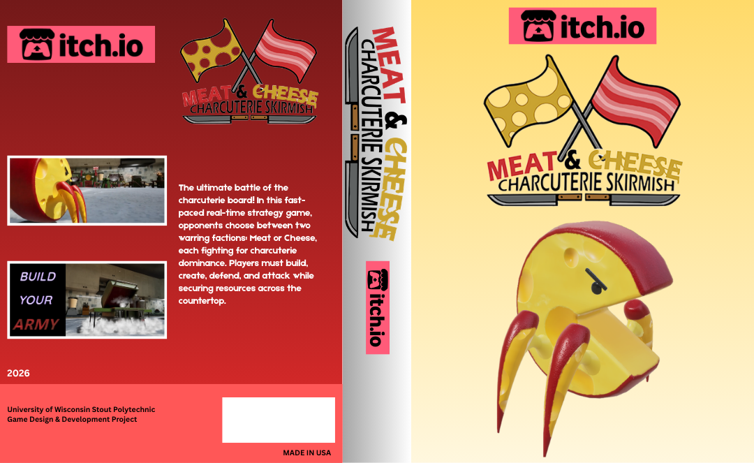 An image of a Video Game cover of one of my projects Meat & Cheese.